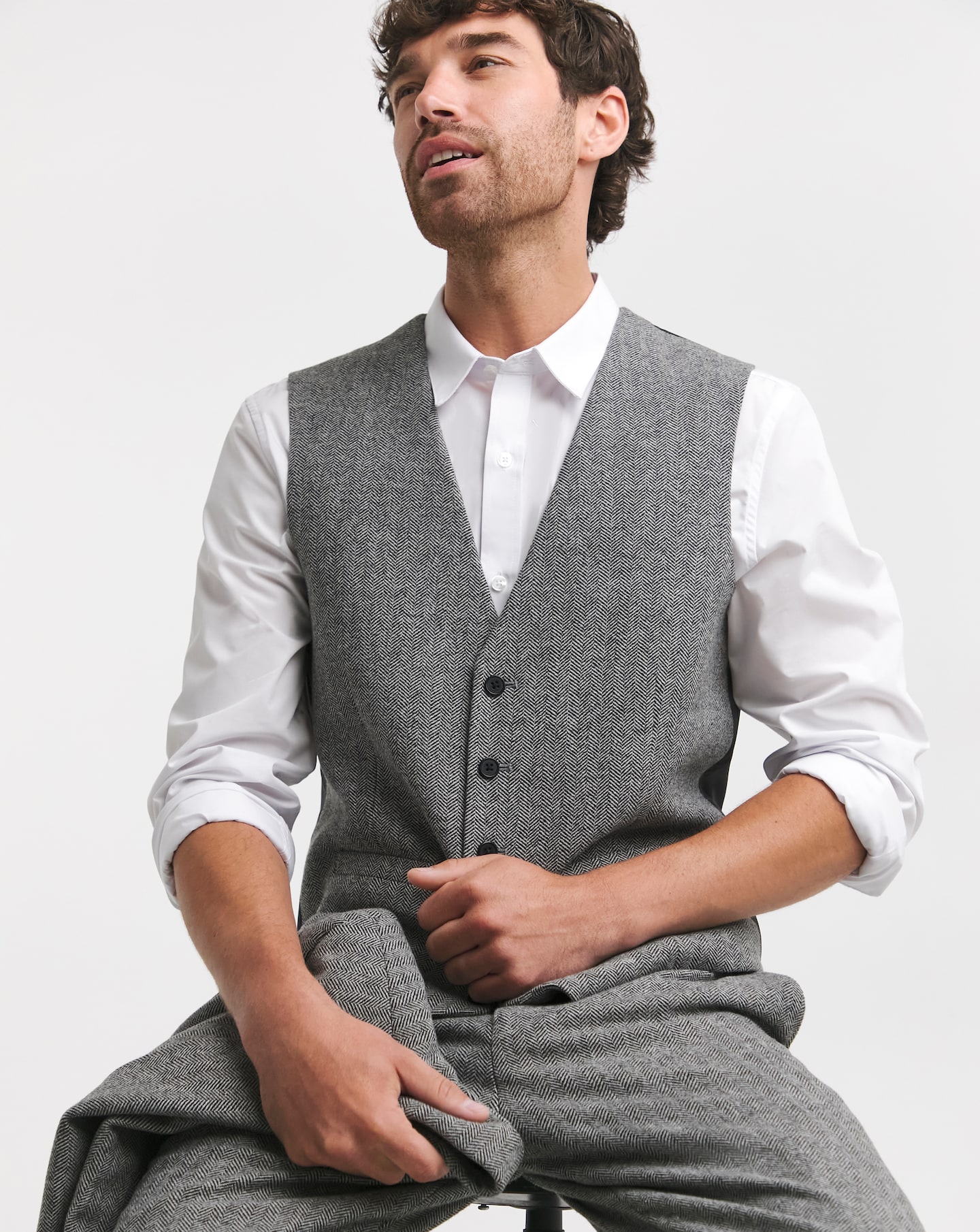 Herringbone Tweed Regular Suit Waistcoat