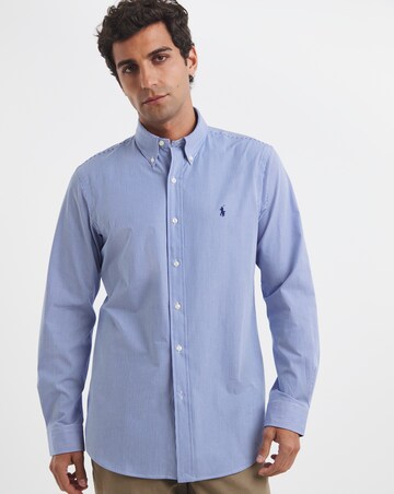 Polo Ralph Lauren Long Sleeve Stretch Poplin Shirt - Blue/White