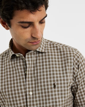 Polo Ralph Lauren Long Sleeve Stretch Check Poplin Shirt - Brown