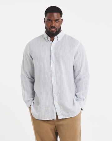 Polo Ralph Lauren Long Sleeve Stripe Linen Shirt - White/Blue