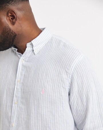 Polo Ralph Lauren Long Sleeve Stripe Linen Shirt - White/Blue