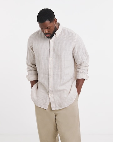 Polo Ralph Lauren Long Sleeve Linen Shirt - Beige/White