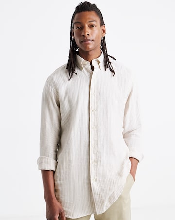 Polo Ralph Lauren Long Sleeve Linen Shirt - Beige/White