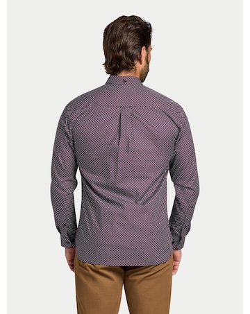 Raging Bull Long Sleeve Circle Print Cotton Shirt Navy