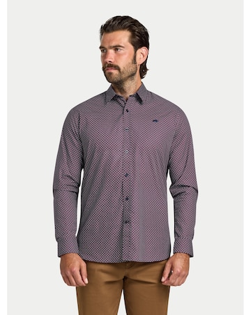 Raging Bull Long Sleeve Circle Print Cotton Shirt Navy