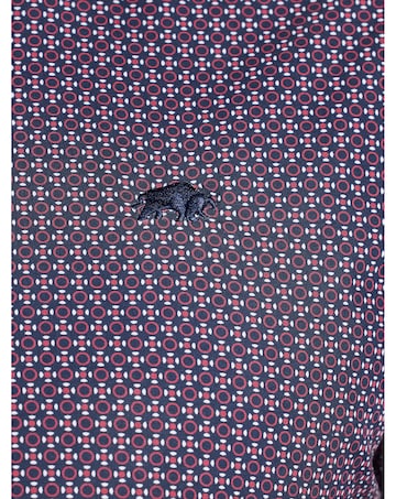 Raging Bull Long Sleeve Circle Print Cotton Shirt Navy