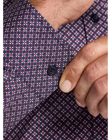 Raging Bull Long Sleeve Circle Print Cotton Shirt Navy