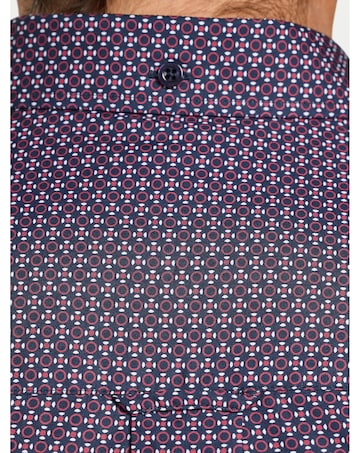 Raging Bull Long Sleeve Circle Print Cotton Shirt Navy