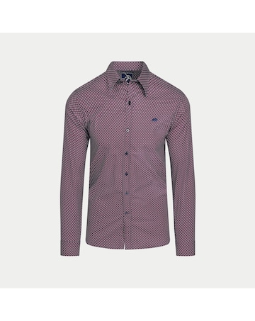 Raging Bull Long Sleeve Circle Print Cotton Shirt Navy