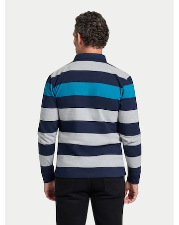 Raging Bull L/S Contrast Chest Stripe Rugby Cobalt