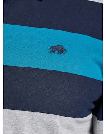 Raging Bull L/S Contrast Chest Stripe Rugby Cobalt