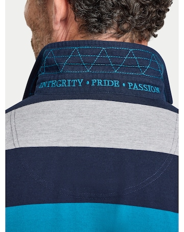 Raging Bull L/S Contrast Chest Stripe Rugby Cobalt