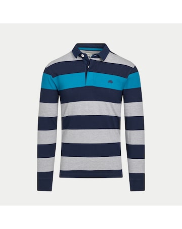 Raging Bull L/S Contrast Chest Stripe Rugby Cobalt