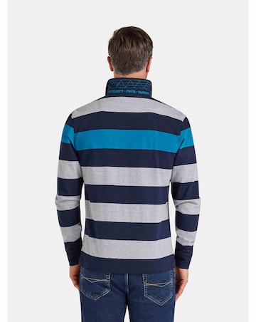 Raging Bull L/S Contrast Chest Stripe Rugby Cobalt