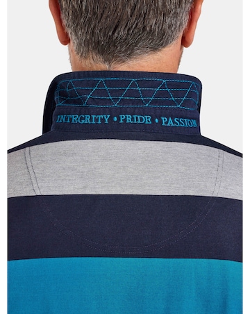 Raging Bull L/S Contrast Chest Stripe Rugby Cobalt