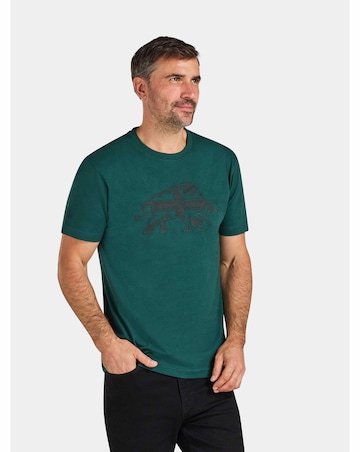 Raging Bull Embroidered Tonal Union Jack Bull T-Shirt Forest
