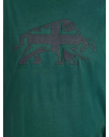 Raging Bull Embroidered Tonal Union Jack Bull T-Shirt Forest