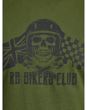 Raging Bull RB Bikers Club Print T-Shirt Army Green