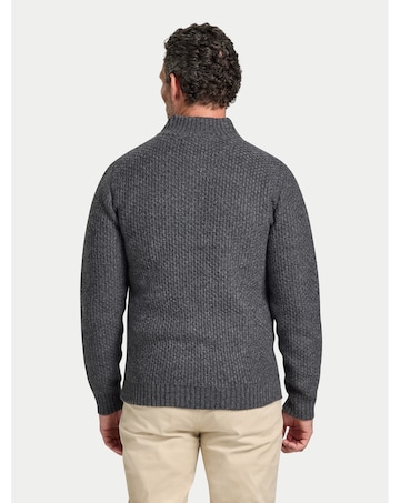 Raging Bull Chunky Textured Quarter Zip Knit Dark Grey Marl