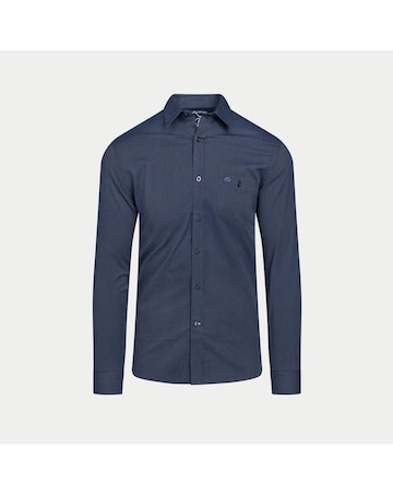 Raging Bull Long Sleeve Dash Dobby Cotton Shirt Navy