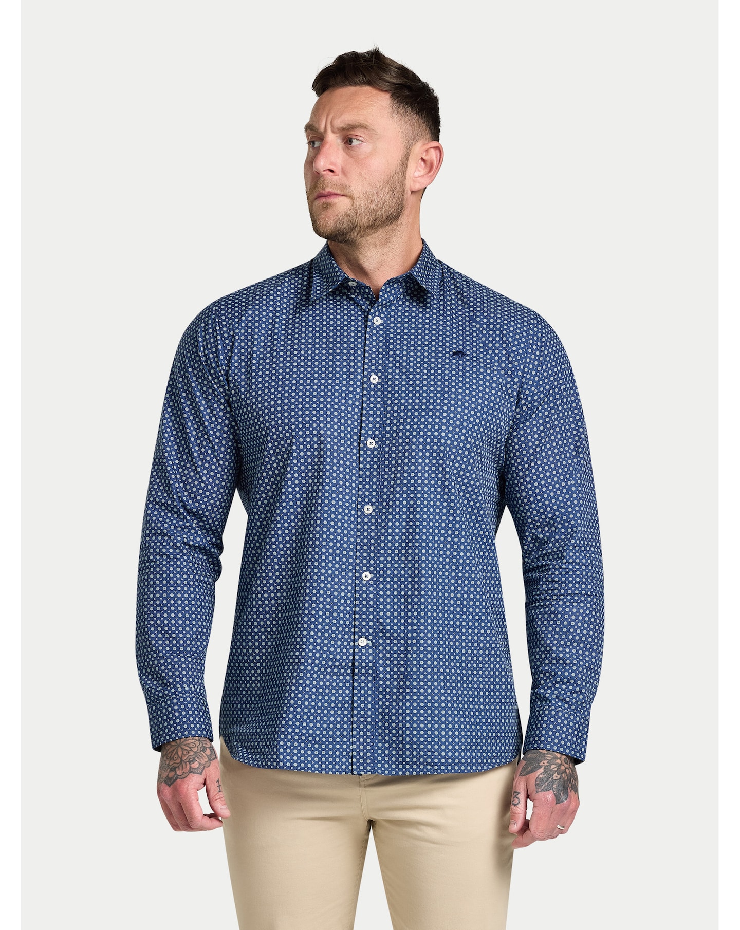 New In - Raging Bull L/S Dotty Print Cotton Shirt