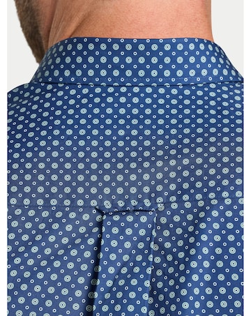 Raging Bull Long Sleeve Dotty Print Cotton Shirt Navy