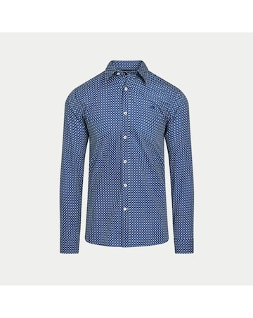 Raging Bull Long Sleeve Dotty Print Cotton Shirt Navy