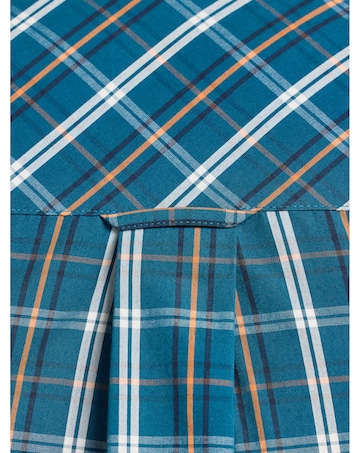 Raging Bull Long Sleeve Linear Check Cotton Poplin Shirt Petrol