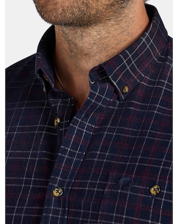 Raging Bull Long Sleeve Check Corduroy Shirt Claret