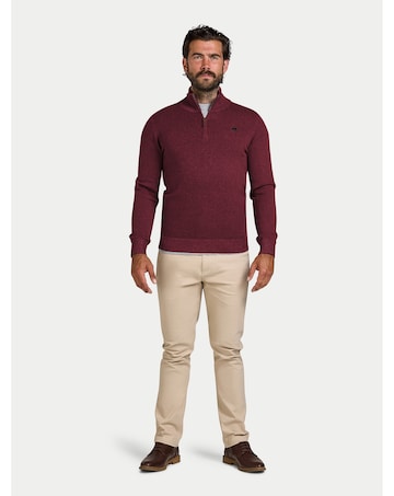 Raging Bull Classic Quarter Zip Cotton/Cashmere Knit Berry
