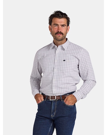 Raging Bull Long Sleeve Tattershall Brushed Cotton Shirt Purple