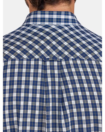 Raging Bull Long Sleeve Mod Check Brushed Cotton Twill Shirt Navy