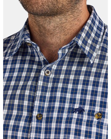 Raging Bull Long Sleeve Mod Check Brushed Cotton Twill Shirt Navy