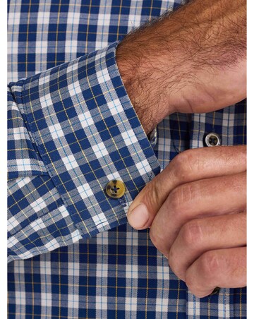 Raging Bull Long Sleeve Mod Check Brushed Cotton Twill Shirt Navy