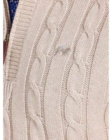 Raging Bull Chunky Cable Quarter Zip Knit Oatmeal