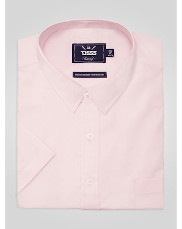 D555 Big & Tall Lucas Ultimate Stain Resist Non Iron S/S Stretch Shirt-Pink