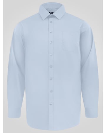 D555 Big & Tall Oliver Ultimate Stain Resist Non Iron L/S Stretch Shirt-Sky Blue