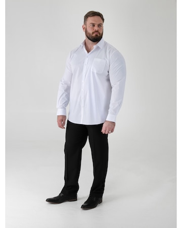 D555 Big & Tall Oliver Ultimate Stain Resist Non Iron L/S Stretch Shirt-White