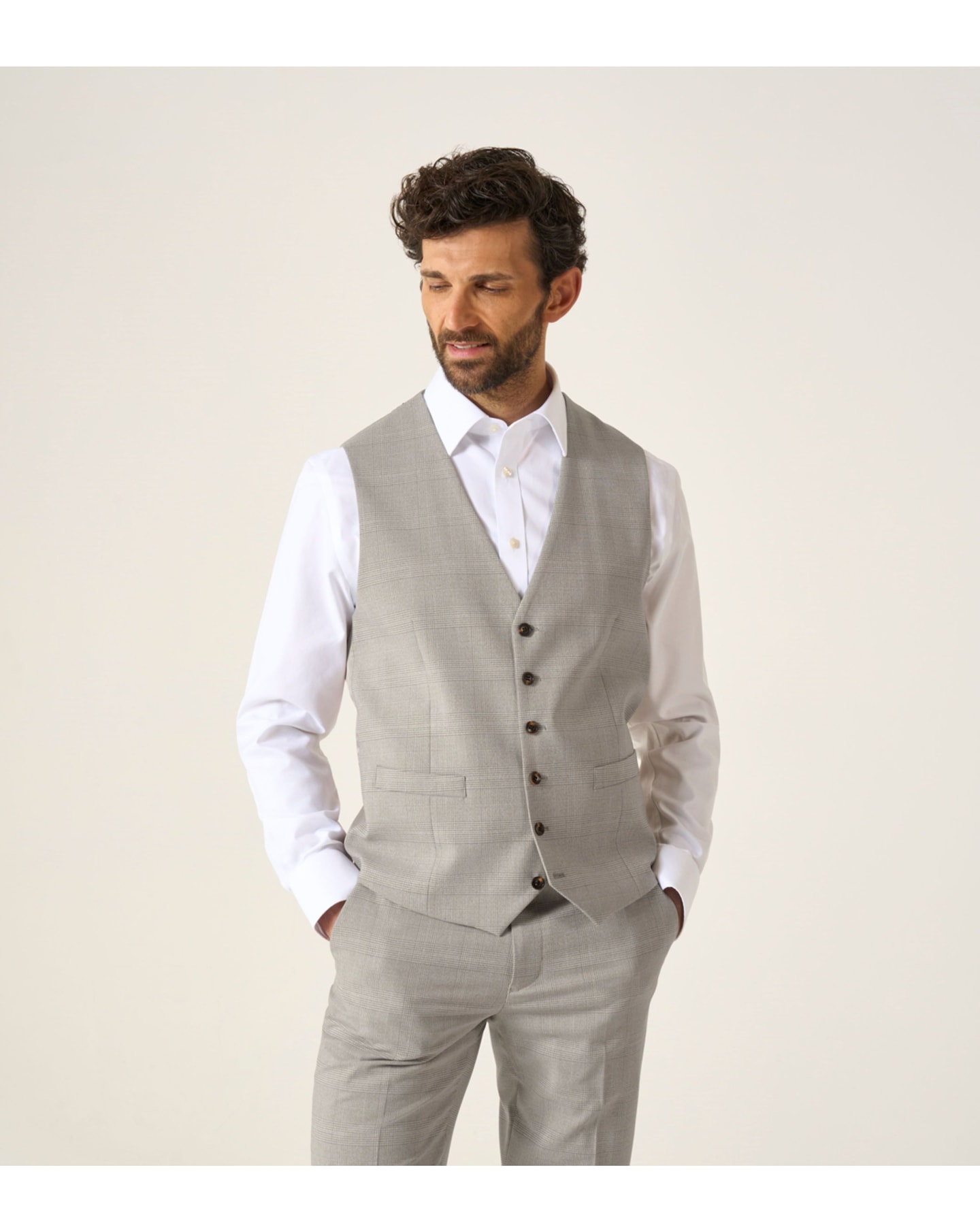 New In - Skopes Charlie Suit Waistcoat Stone