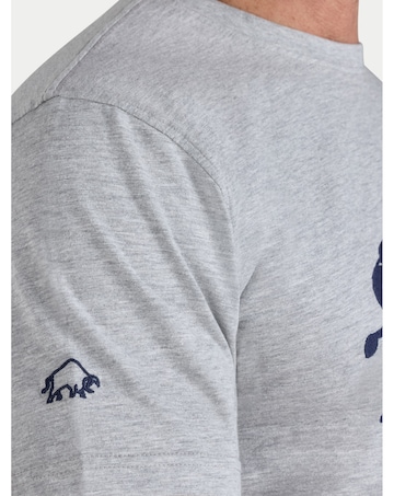 Raging Bull Embroidered Bull T-Shirt Grey Marl