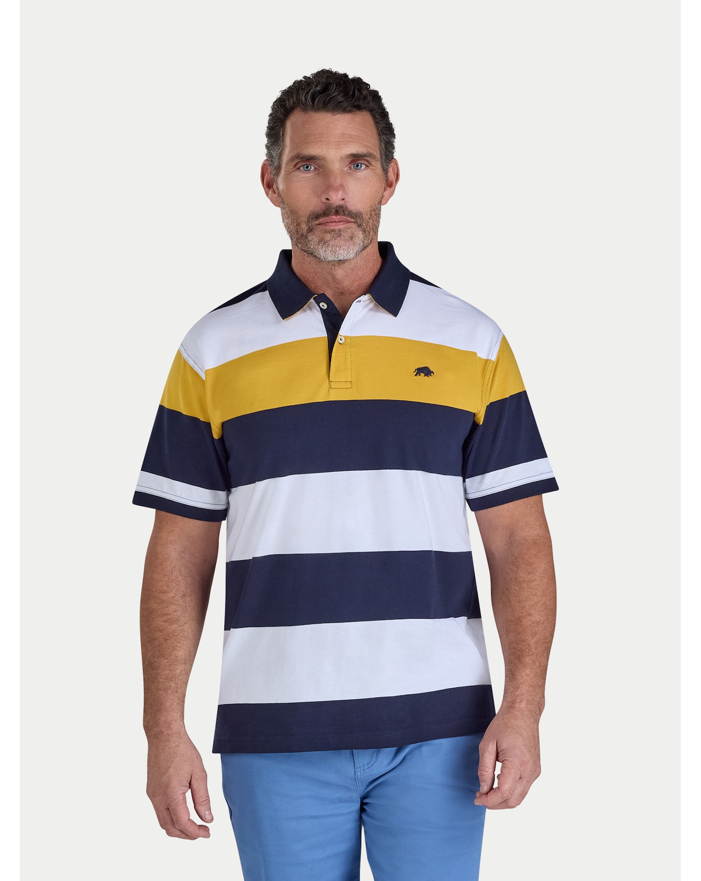 New In - Raging Bull Chestband Stripe Jersey Polo