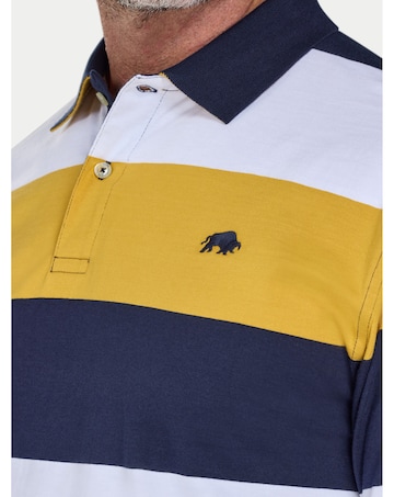 Raging Bull Chestband Stripe Jersey Polo Navy