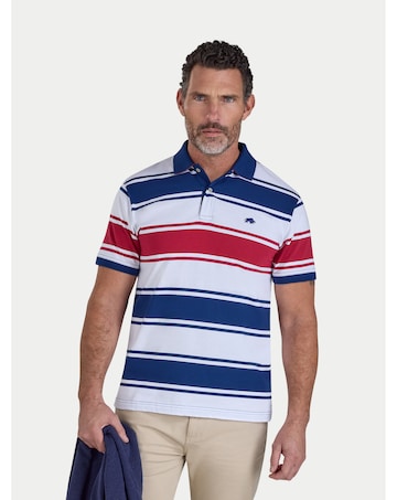 Raging Bull Wide Stripe Jersey Polo Navy