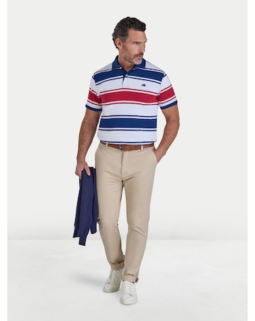 Raging Bull Wide Stripe Jersey Polo Navy