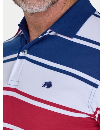 Raging Bull Wide Stripe Jersey Polo Navy