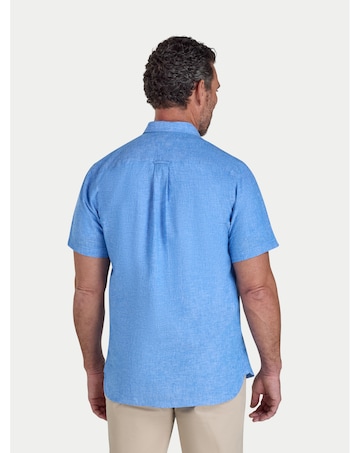 Raging Bull Short Sleeve Classic Linen Shirt Electric Blue