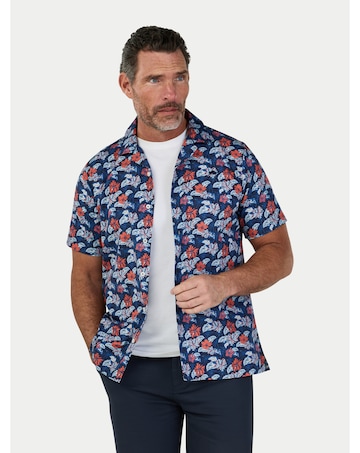 Raging Bull Short Sleeve Hawaii Floral Poplin Shirt Navy