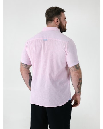 D555 Big and Tall CLARKE 2 Linen Mix Button Down Collar S/S Shirt - Pink
