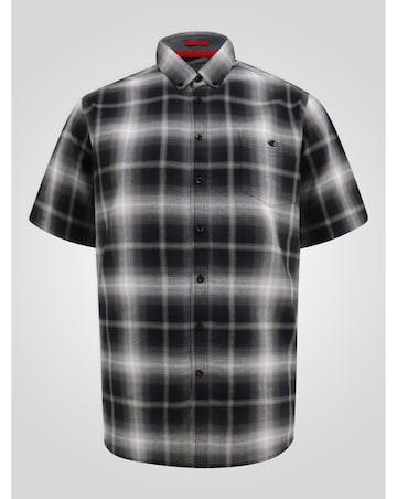 D555 Big and Tall  HOLDEN Shadow Check S/S Button Down Shirt - Black Check