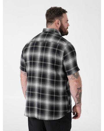 D555 Big and Tall  HOLDEN Shadow Check S/S Button Down Shirt - Black Check